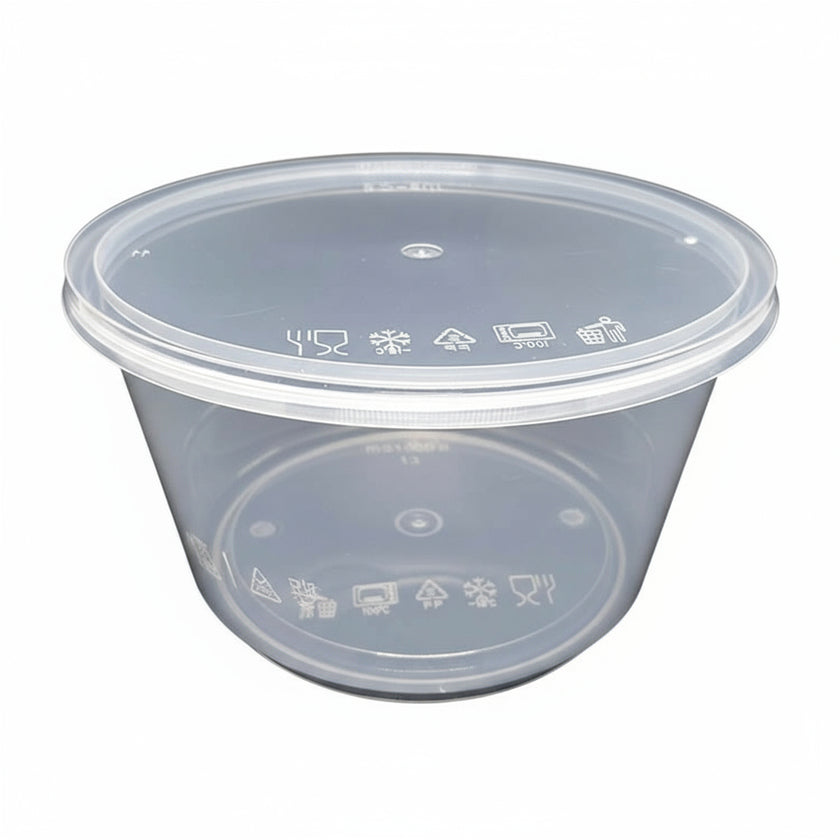 1000B Round Plastic Container 1000b (50pcs with cover) – Mr Wholesale