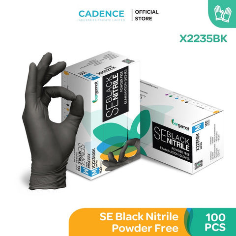 Bergamot© Disposable Black Nitrile Gloves (100pcs / Box)