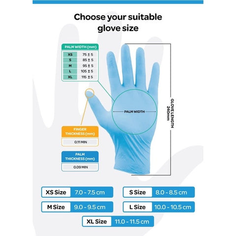 Bergamot© Disposable Blue Nitrile Gloves (100pcs / Box)