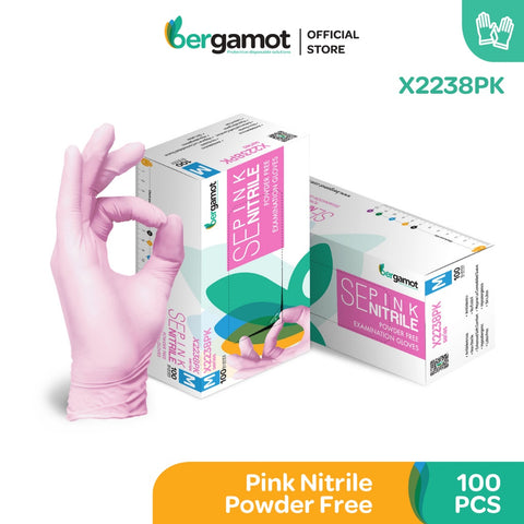 Bergamot© Disposable Pink Nitrile Gloves (100pcs / Box)